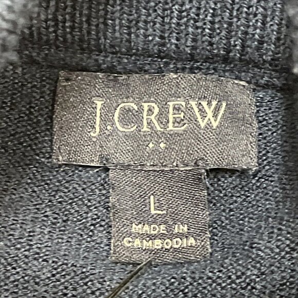 J Crew Mens L Merino Wool Blend Sweater Blue 1/4 Zip Mock Ribbed Neck Pullover‎ - Picture 4 of 5
